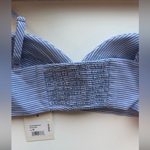NWT FAVORITE DAUGHTER THE EX-BOYFRIEND BRA Blue Stripe Size M - Picture 9 of 9